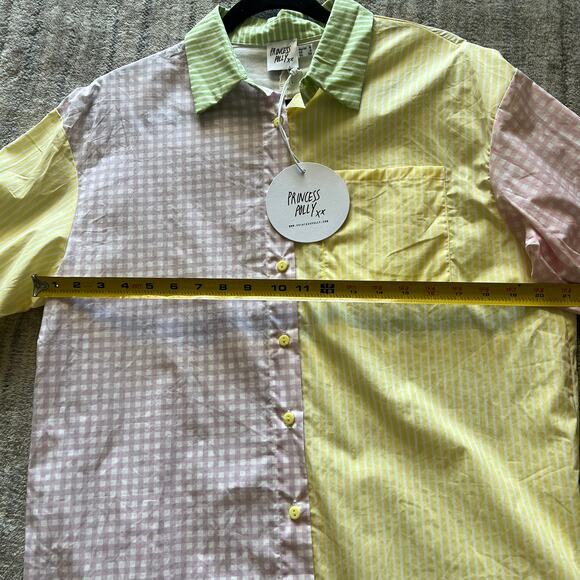Princess Polly Benjamin Spliced Button Down Pastel Shirt New 4 - Picture 10 of 10